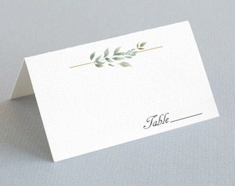 Tented Green Leaf Escort Cards, Folded Place Cards, Table Cards, Blank Place Cards, L01