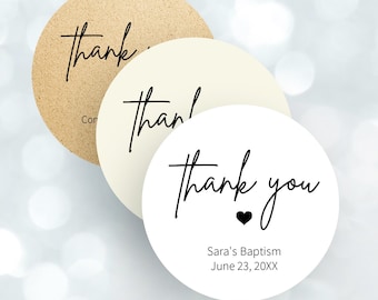 Thank You Favor Stickers, 2" Round Favor Labels, SB
