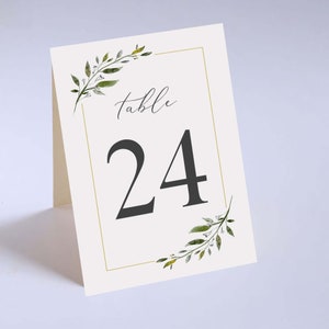 Tented Wedding Table Numbers, Greenery Table Cards, Autumn Wedding Table Decor, LF1