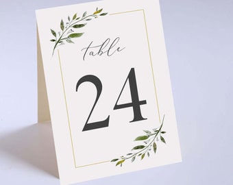 Tented Wedding Table Numbers, Greenery Table Cards, Autumn Wedding Table Decor, LF1