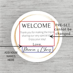 Round Welcome Tag, Newlywed Tags for Gift Gable Box - Etsy