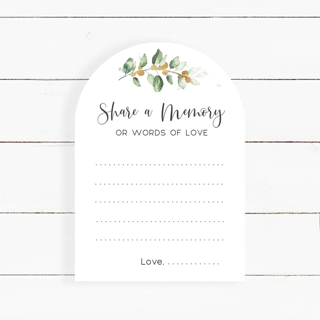 Share a Memory Cards for Celebration of Life, Memorial Service Cards