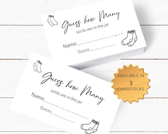 Guess How Many Socks In The Jar, Cards for Baby Shower