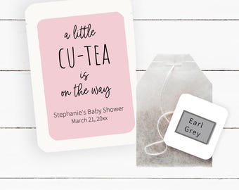 Baby Shower Tea Party Favor, A Little Cu-Tea is on the Way, Earl Grey Tea Favor
