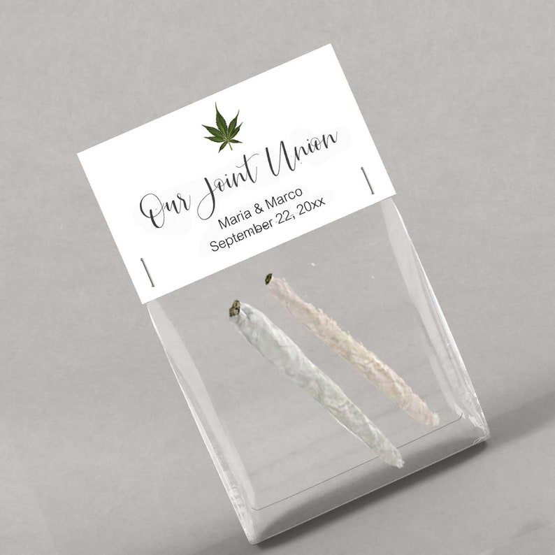 Personalized Our Joint Union Favor Bag Toppers, Marijuana Party Favor Bag Toppers, Cannabis Wedding, MJ1 image 1