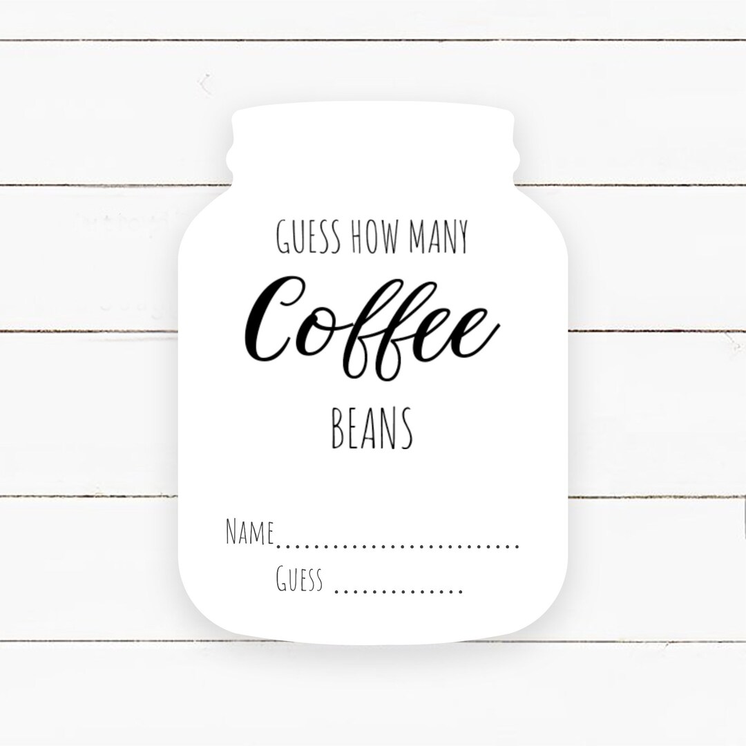 Guess How Many Coffee Beans in Jar, Shower Guessing Game Cards Etsy