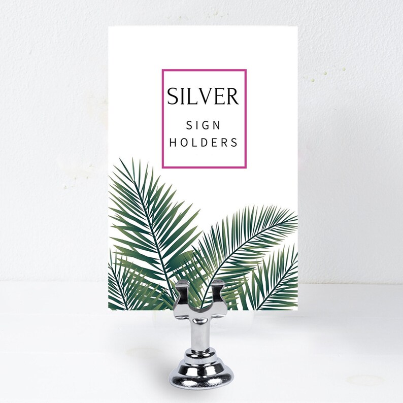 Silver Sign Holder Wedding Table Number Stand Etsy