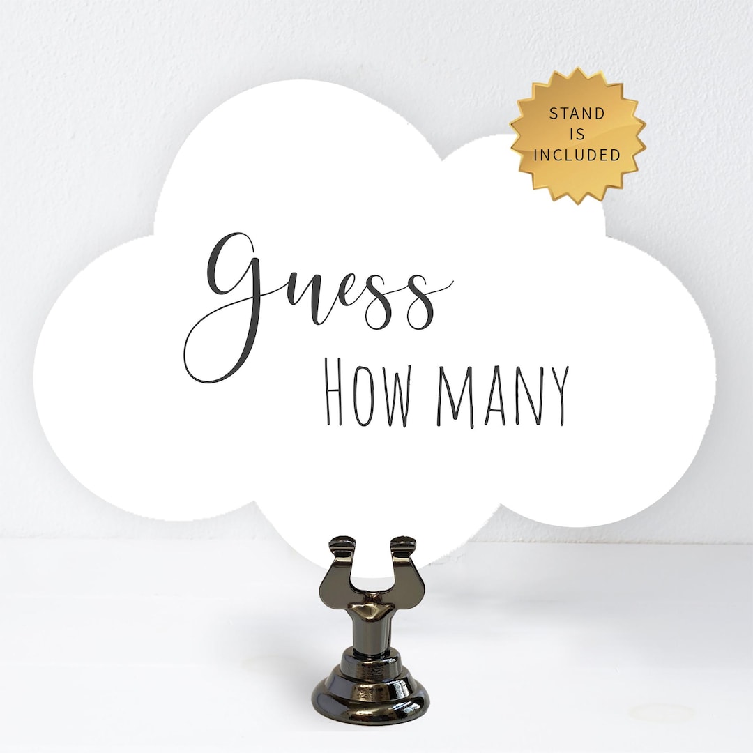 Quess How Many Sign Guess How Many Sign and Sign Stand, Cloud Sign for Baby Shower Guess ...
