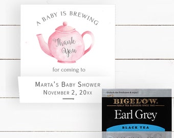 Baby Shower Tea Party Favors, Personalized Tea Bag Favors, Baby Is Brewing Tea Favors, TB1