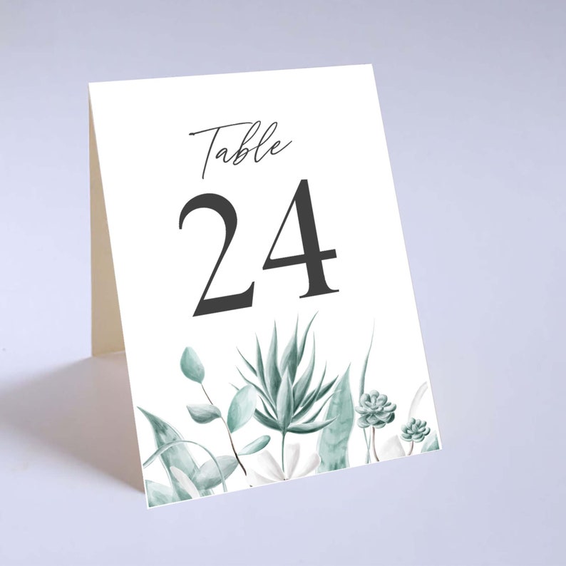 Greenery Wedding Table Numbers Folded Tl1
