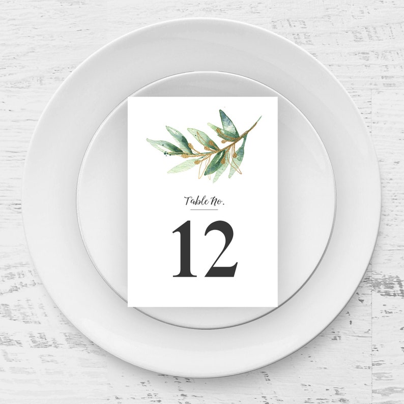 GL1 Greenery Wedding Number Cards Winter Weding Decor Double Sided
