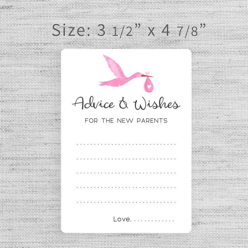 Game Card Bundle for Baby Shower Guess Baby Stats SK1 Baby Stork Advice and Predictions for the Parents to be