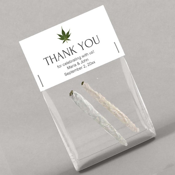 Personalized Cannabis Wedding Favor Bag Toppers, Marijuana Party Favor Bag Toppers, Thank You Favor Tags, MJ1
