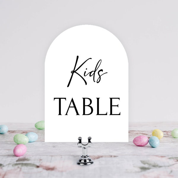 Kids Table Sign with Stand, Wedding Reception Sign for Children Table