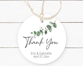 Wedding Thank You Tags, Eucalyptus Wedding Favor Tags, Round Personalized Shower Tags, EU1