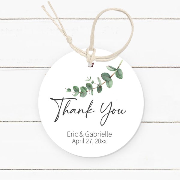 Wedding Thank You Tags, Eucalyptus Wedding Favor Tags, Round Personalized Shower Tags, EU1