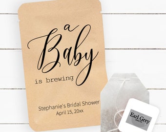 A Baby Is Brewing Tea Bag Favor, Baby Shower Tea Party Favors