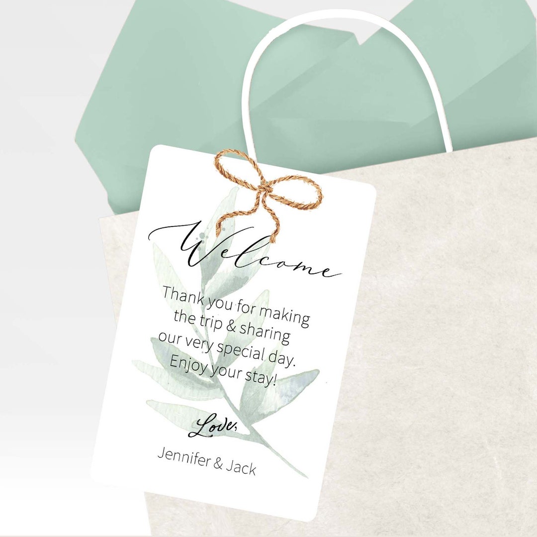 Printed or Printable Tags Wedding Welcome Bag Tag, Welcome tags, Printed Gift  Bag Large Tag Wedding Favor Tags Gift Basket Tags, Hotel Guest