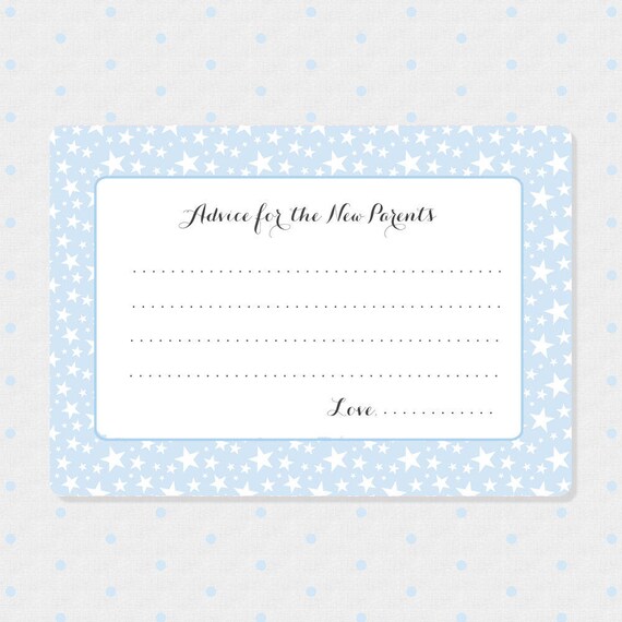Blue Card 50 Baby Boy Advice Cards New Parents Advice Cards Baby Shower Cards
