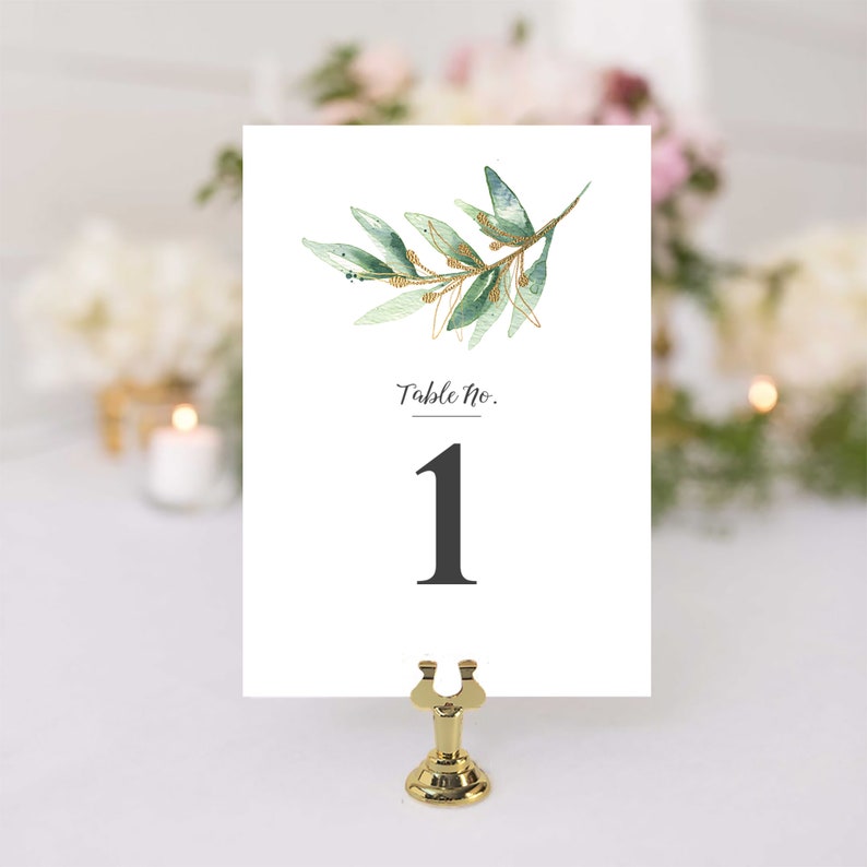 GL1 Greenery Wedding Number Cards Winter Weding Decor Double Sided