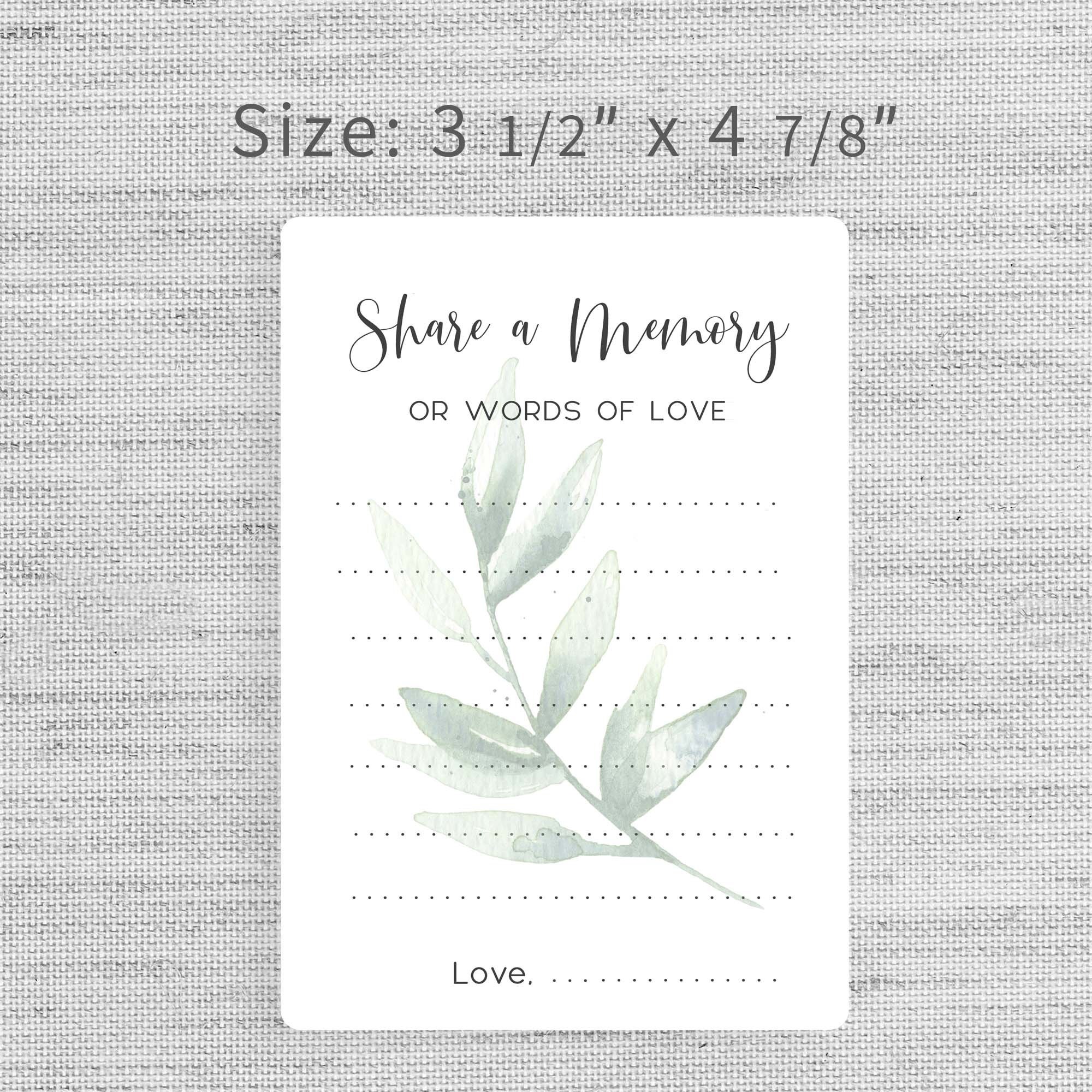 Memorial Service Cards, Share a Memory Cards for Celebration of Life ...