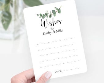 Eucalyptus Wish Cards for Wedding Couple, Guest Book Alternative
