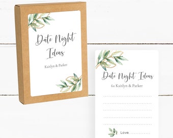 Boxed Date Night Idea Cards for Bride and Groom , Printed Date Night Cards for Newlyweds, Bridal Shower Gift, GL1