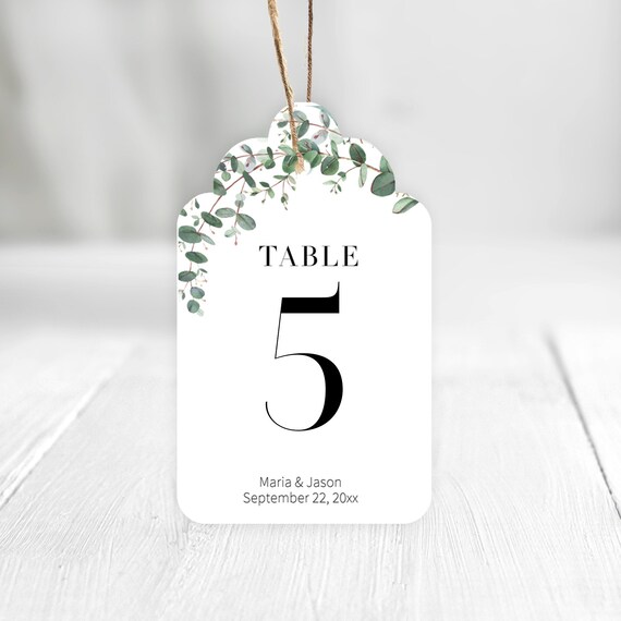 Wedding Table Numbers Tags Personalized Table Numbers Greenery Table Numbers 