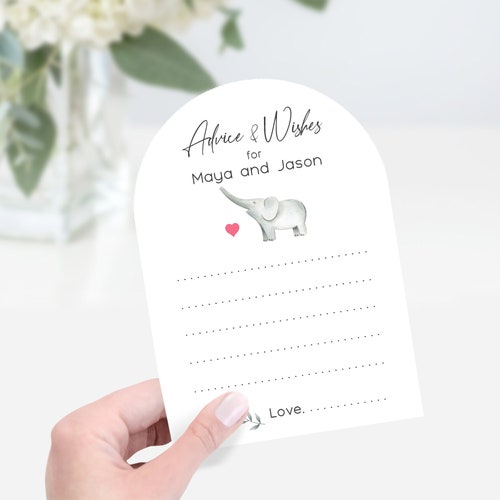 Mommy Advice Cards Printable Elephant Baby Shower Activity - Etsy
