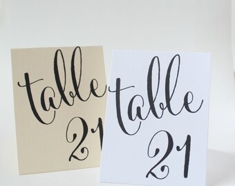 Tented Wedding Table Numbers, Double Sided Table Cards
