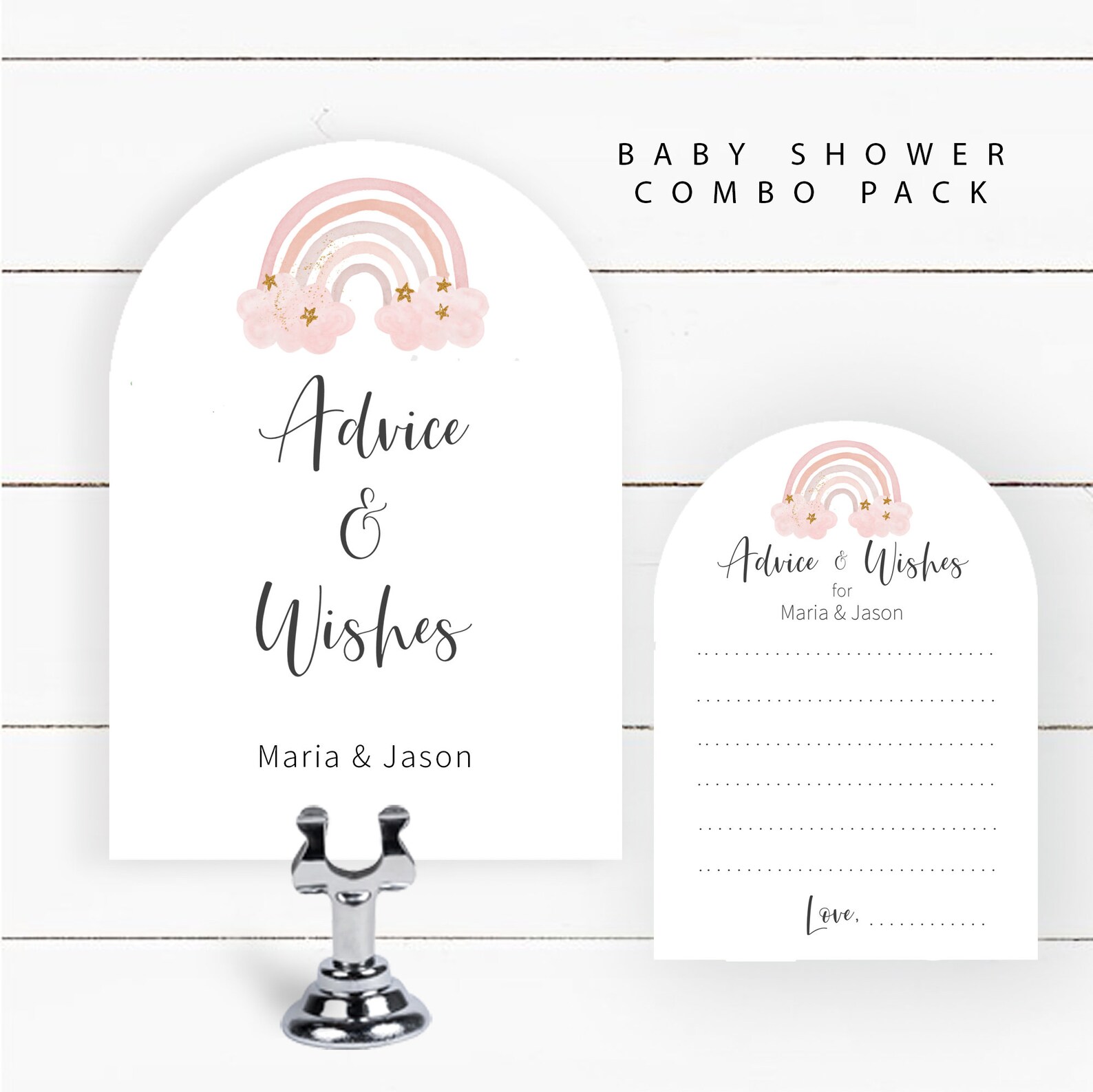 Rainbow Baby Shower Set Personalized Baby Shower Advice & Etsy