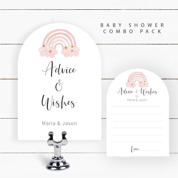 Rainbow Baby Shower Set Personalized Baby Shower Advice & Etsy
