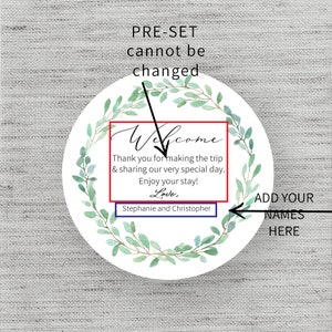 Welcome Bag Stickers, Greenery Stickers for Hotel Wedding Guest Gift ...