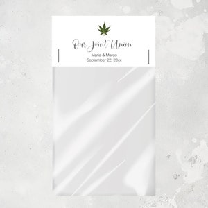 Personalized Our Joint Union Favor Bag Toppers, Marijuana Party Favor Bag Toppers, Cannabis Wedding, MJ1 white