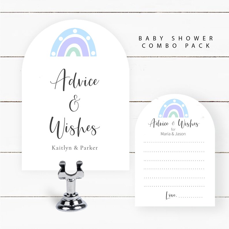 Rainbow Baby Shower Set Personalized Advice and Wishes for Etsy
