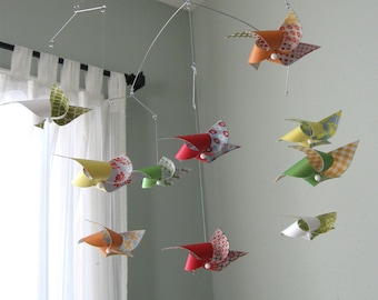 Baby Crib Mobile / Pinwheel Mobile / Mobile for Baby Boy or Girl / Gender Neutral / Red, Orange, Green, Yellow and White : Fiesta