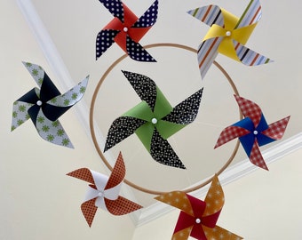 Baby Crib Mobile / Pinwheel Mobile / Boy or Girl / Nursery Decor / Red, Orange, Yellow, Green, Black and White : Crazy for You