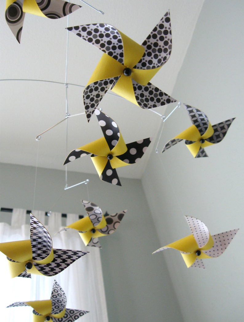 Yellow Black and White Mobile / Crib Mobile / Baby Mobile / Etsy