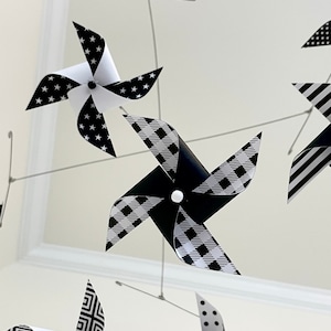 Black and White Mobile / Crib Mobile / Baby Mobile / Nursery Mobile / Pinwheel Mobile / Unique Baby Shower Gift / Black and White Nursery image 1