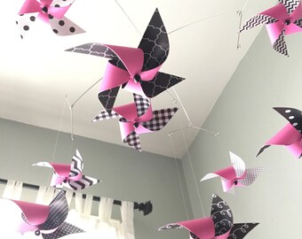 Baby Crib Mobile for a Hot Pink, Black and White Nursery