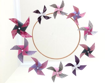 Ceiling Hung Mobile for a Baby Girl's Pink, Lavender and Gray Nursery : Sweetie Pie