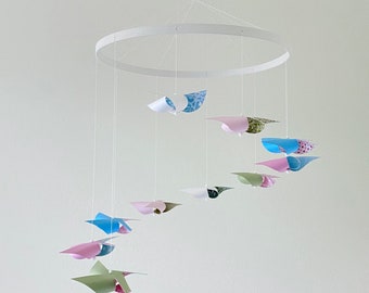 Baby Girl Crib Mobile / Best Mobile for Sleep / Baby Girl Nursery Decor / Spiral Pinwheel Mobile / Pink, Blue, White, Green : Little Lady