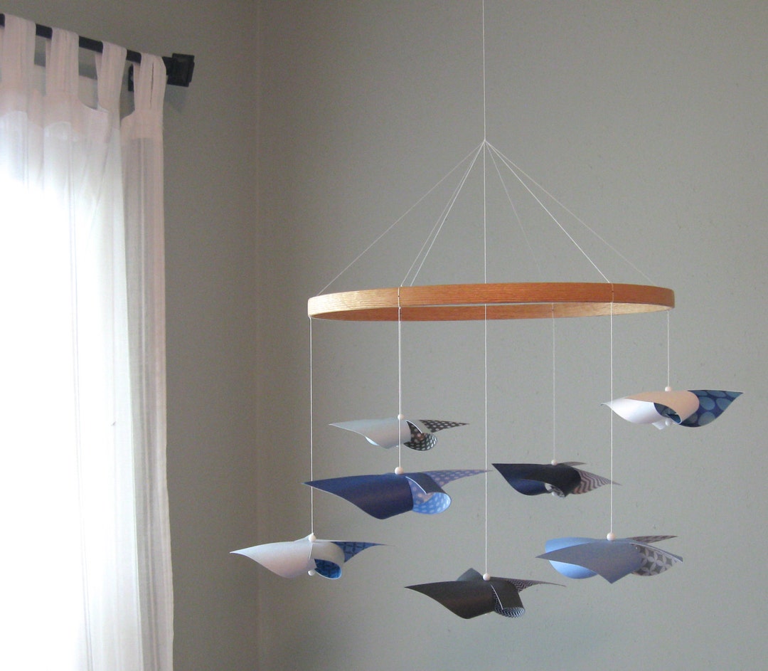 Baby Boy Crib Mobile for a Grey Blue Navy and White Nursery Etsy