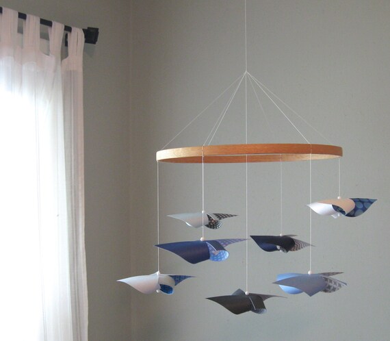 Ceiling Hung Baby Mobile Nursery Mobile Crib Mobile Baby Boy Mobile Grey Blue Navy And White The Gentleman