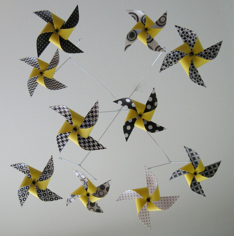Yellow Black and White Mobile / Crib Mobile / Baby Mobile / Etsy