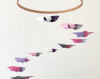 Ceiling Hung Mobile for a Baby Girl's Pink, Lavender and Gray Nursery : Sweetie Pie