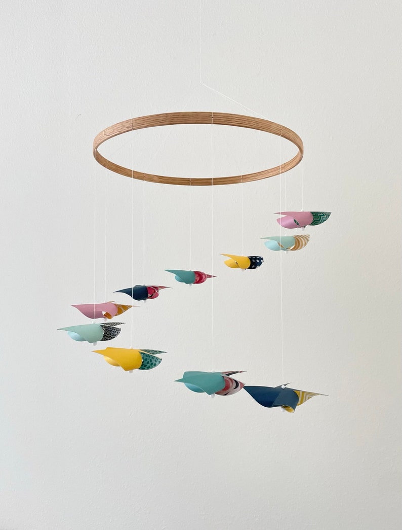 Unique Minimalist Baby Crib Mobile for an Aqua, Navy, Teal, Yellow, Pink Nursery: Sassafras image 7