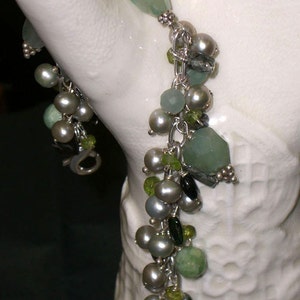 SALE-Aquamarine, Tourmaline, Peridot, Amazonite, Quartz and Pearl Pearl Bracelet image 2