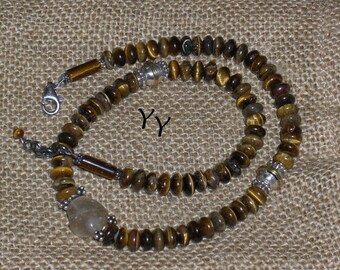 Eye of the Tiger and Golden Quartz His-Hers Necklace