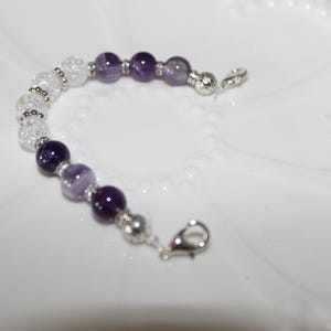 Amethyst Medical Alert Bracelet: Stretchy, and Crackle Beads